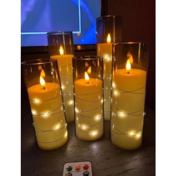 Flameless LED Candles with Timer 5 Pc Flickering Flameless Candles - Picture 2 of 2